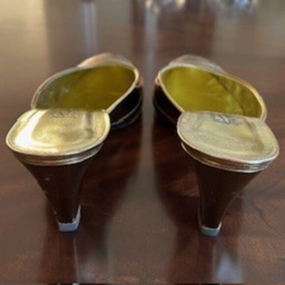 Aurele Rue Royale Paris Gold Heels - Size 6.5 - Picture 3 of 5